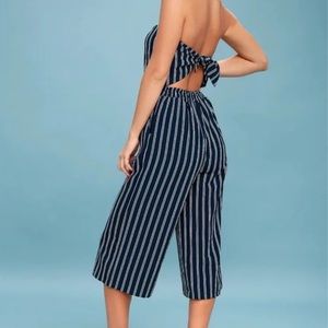 Lulus navy blue stripe jumpsuit